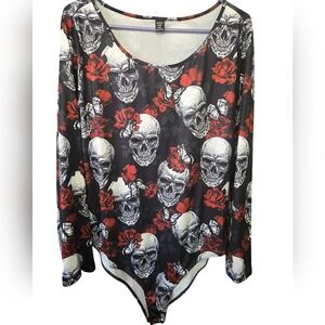 SHEIN Curve Skull Print Bodysuit Size 4XL